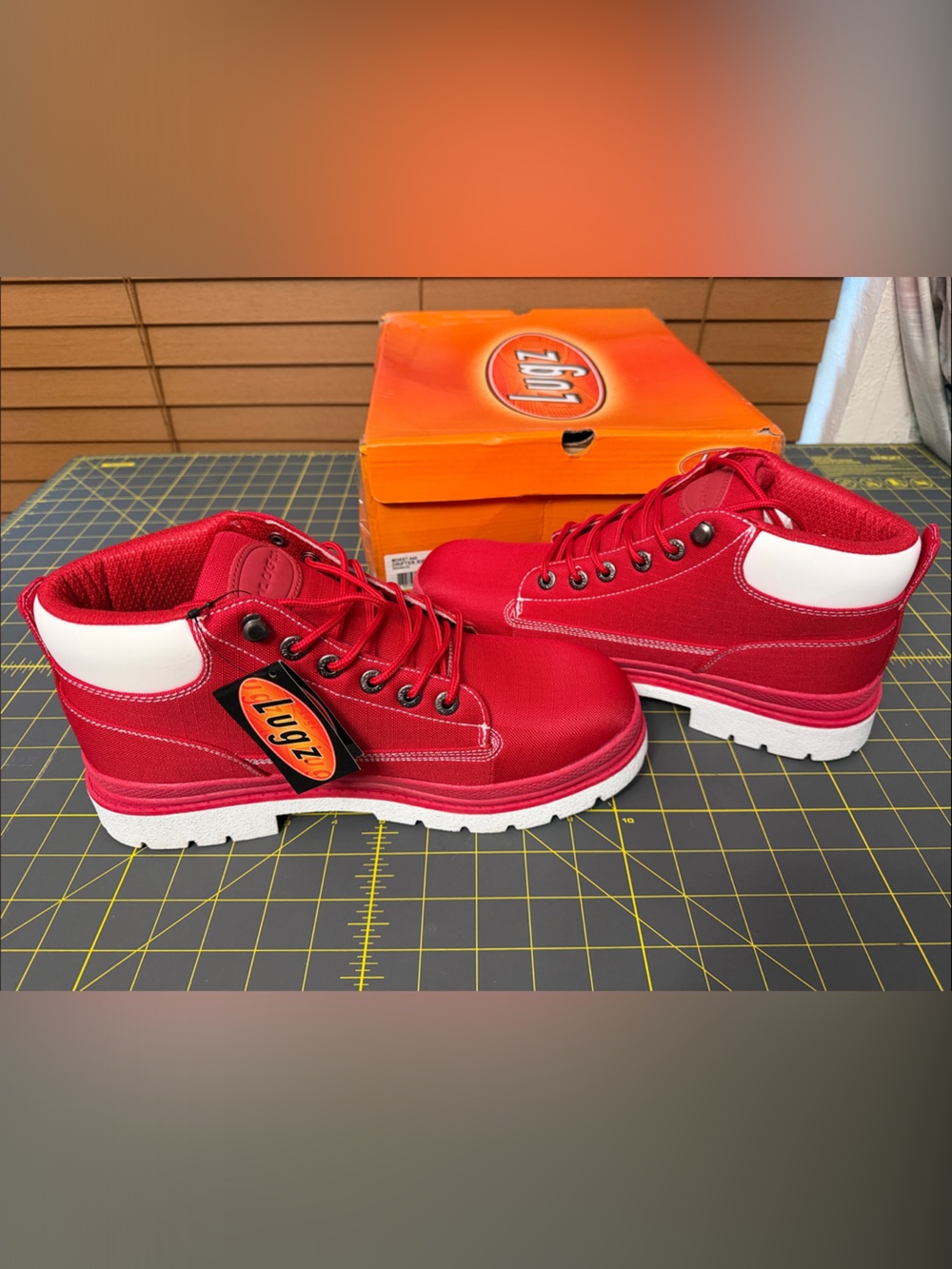 Lugz Red Canvas High-Top Boots - Picture 6 of 6
